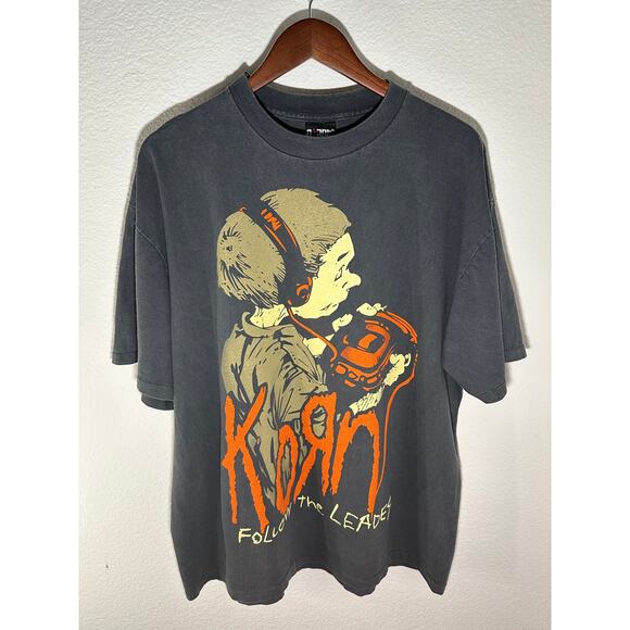 Korn "Follow The Leader" Vintage Reprint Single Stitch Giant Tag T-shirt - Picture 1 of 6